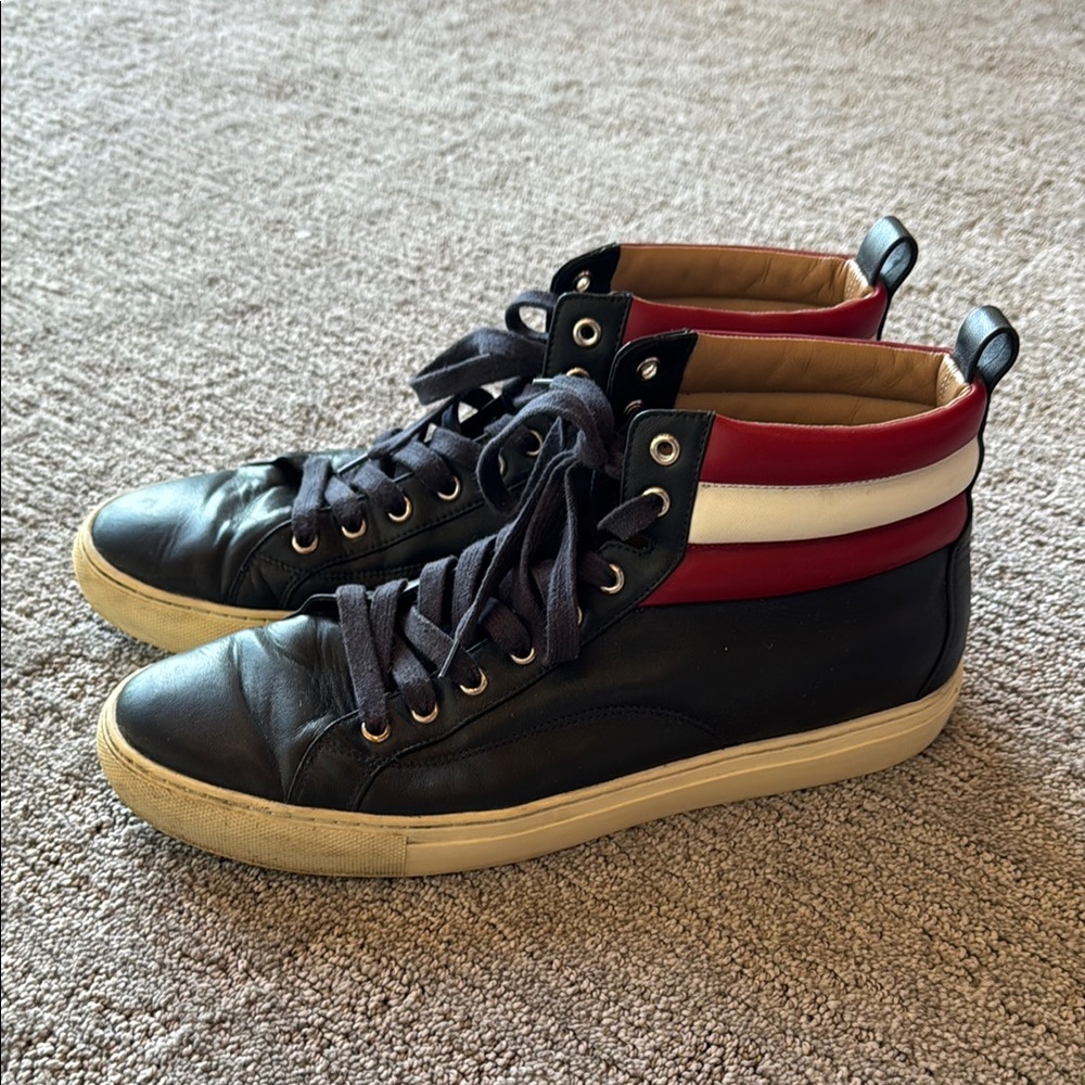 BALLY - Black and Red High-Top Sneakers